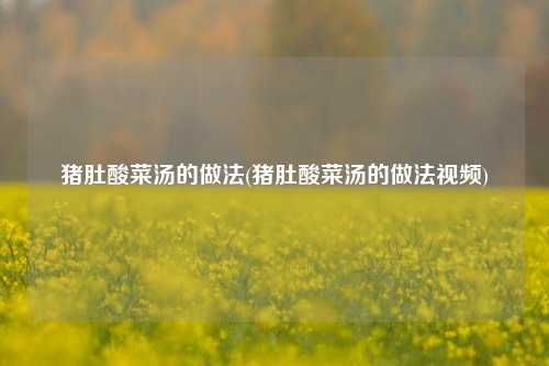 猪肚酸菜汤的做法(猪肚酸菜汤的做法视频)